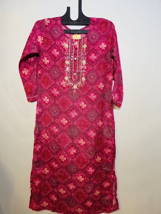 Designer Muslin Straight Kurti