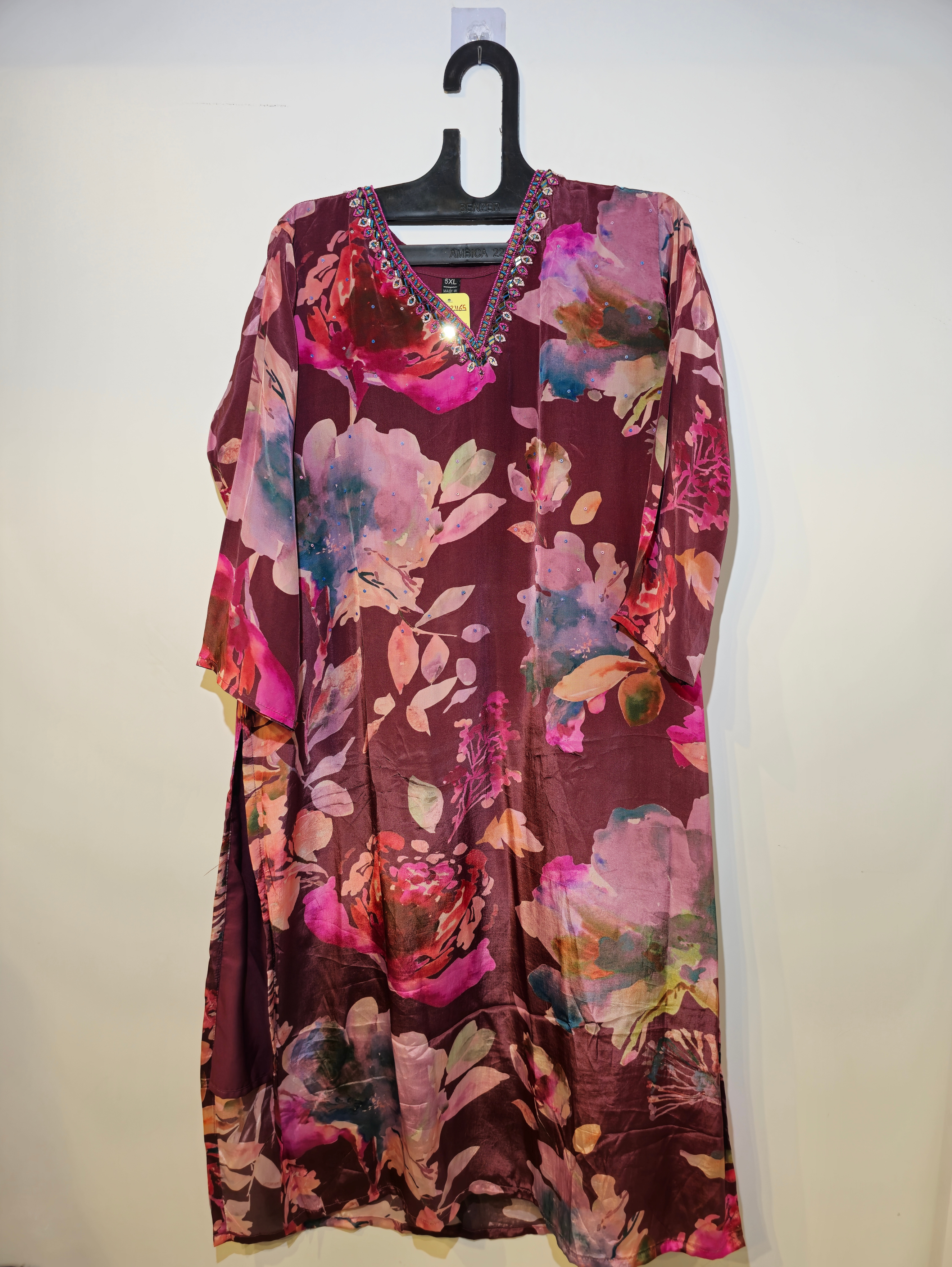 Pure Crepe Big Size Straight Kurti Set - 3 Piece