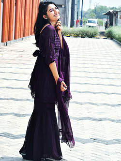 Image of Georgette with Embroidery 3 Piece Sharara set