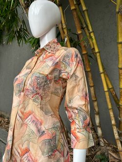 Image of Muslin with Collar & Pocket Hand work