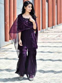Image of Georgette with Embroidery 3 Piece Sharara set