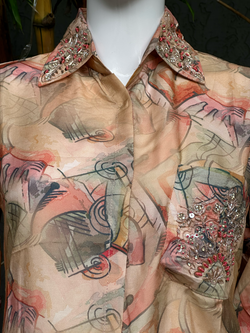 Image of Muslin with Collar & Pocket Hand work