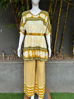 Image of Rayon V Neck Embroidery with Belt Coords