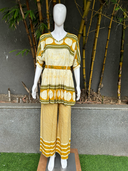 Image of Rayon V Neck Embroidery with Belt Coords