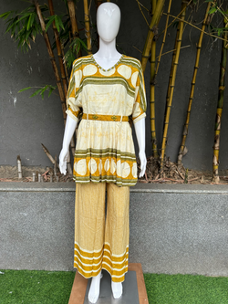 Image of Rayon V Neck Embroidery with Belt Coords