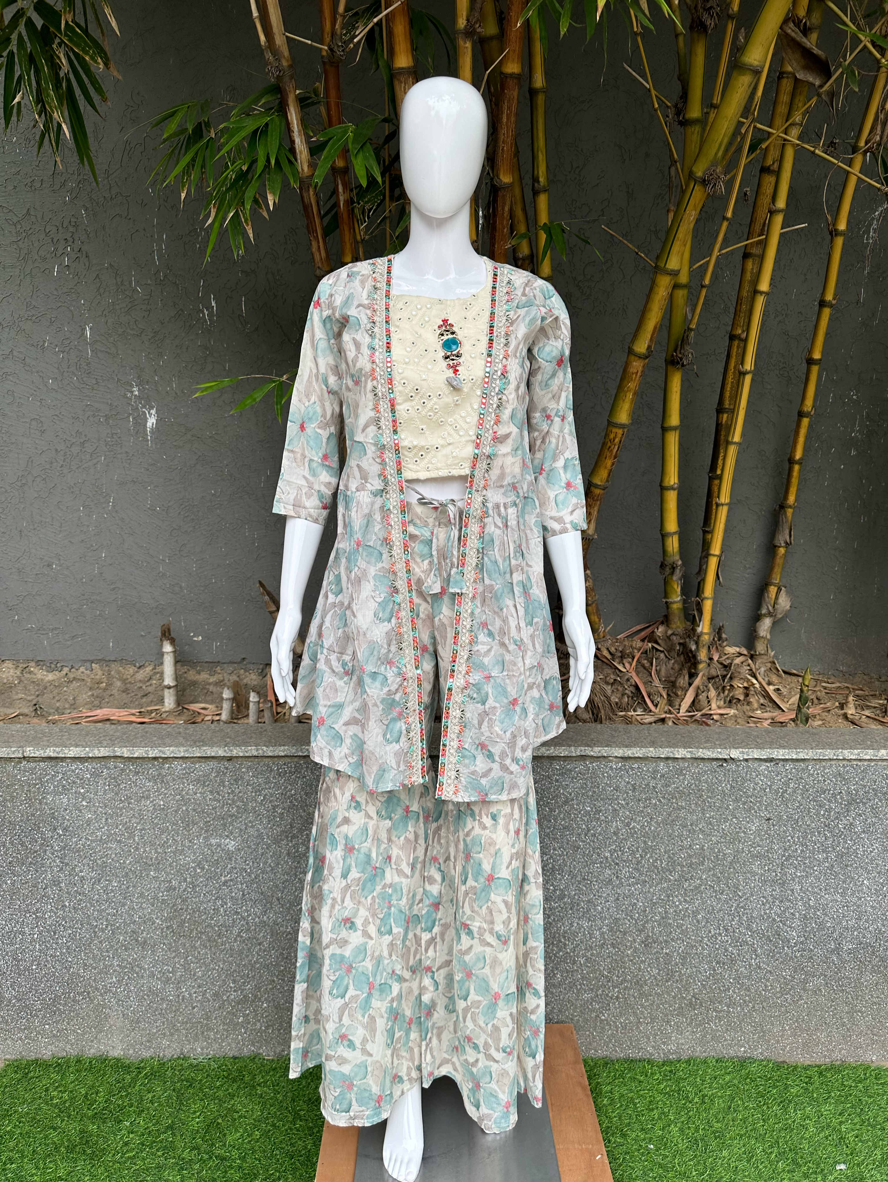 Designer Sharara Set with work - 3 Piece
