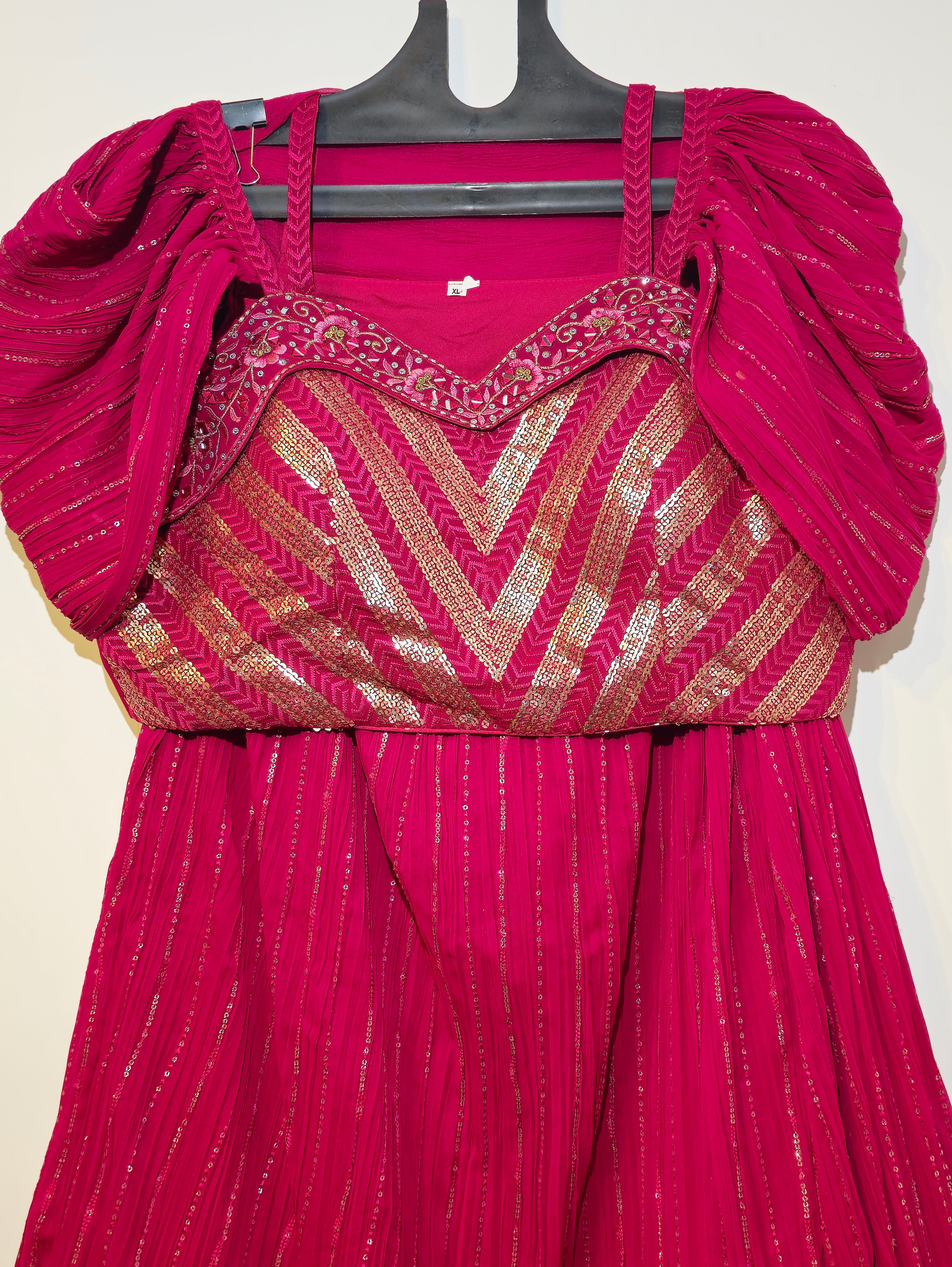 Designer Georgette Crop - Top Set with work - 3 Piece