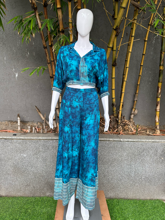 Rayon Dhabu Print Coords with Palazzo Pant