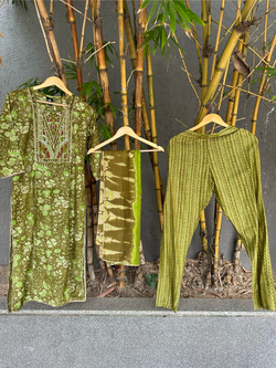 Image of Muslin 3 Piece Embroidery kurti Set