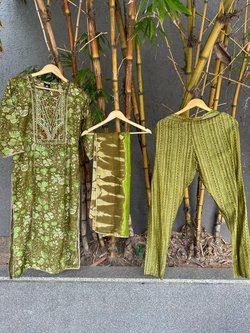Image of Muslin 3 Piece Embroidery kurti Set
