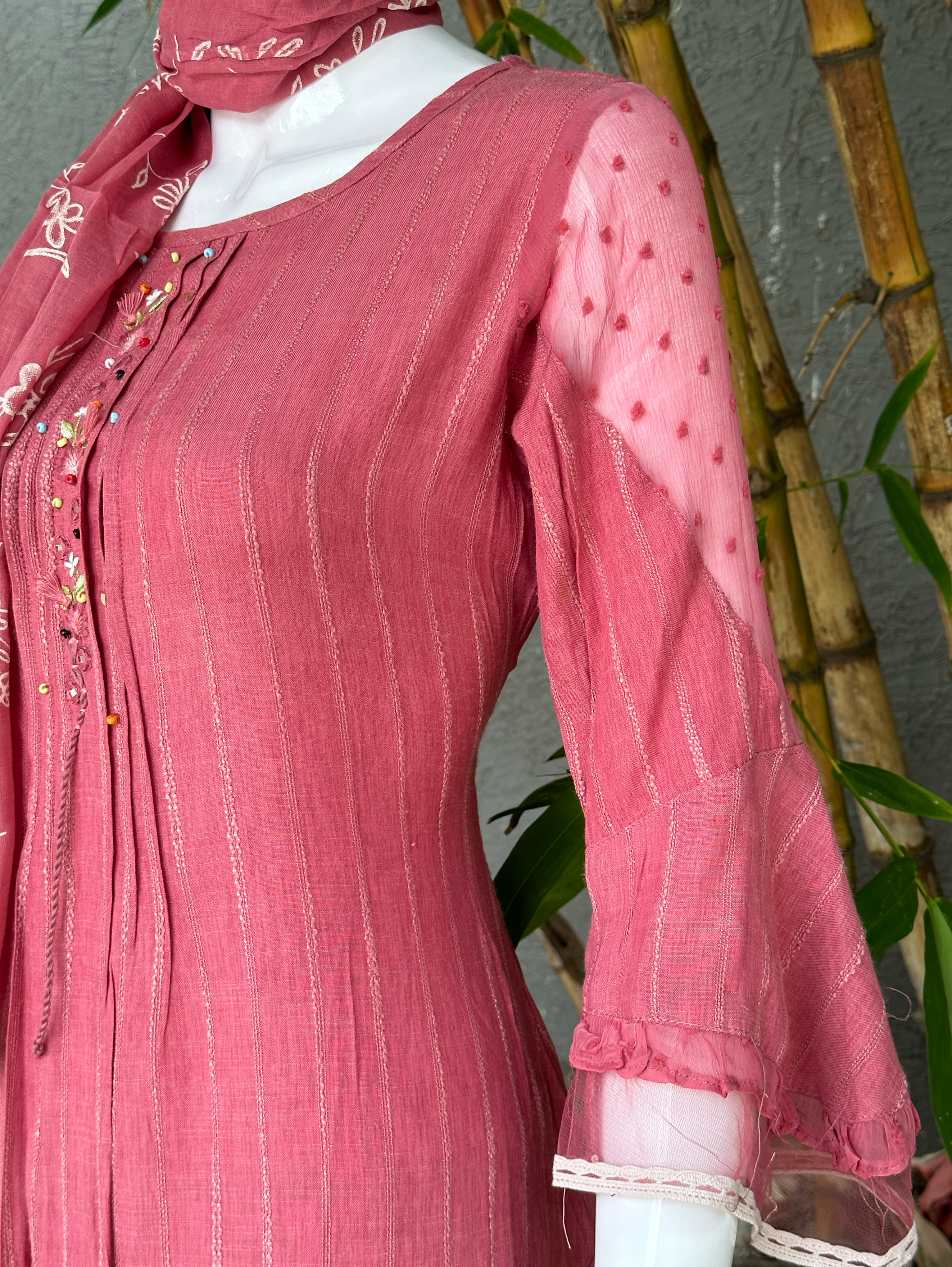 Rayon Slub 3 Piece with Scarf & Lycra Pant
