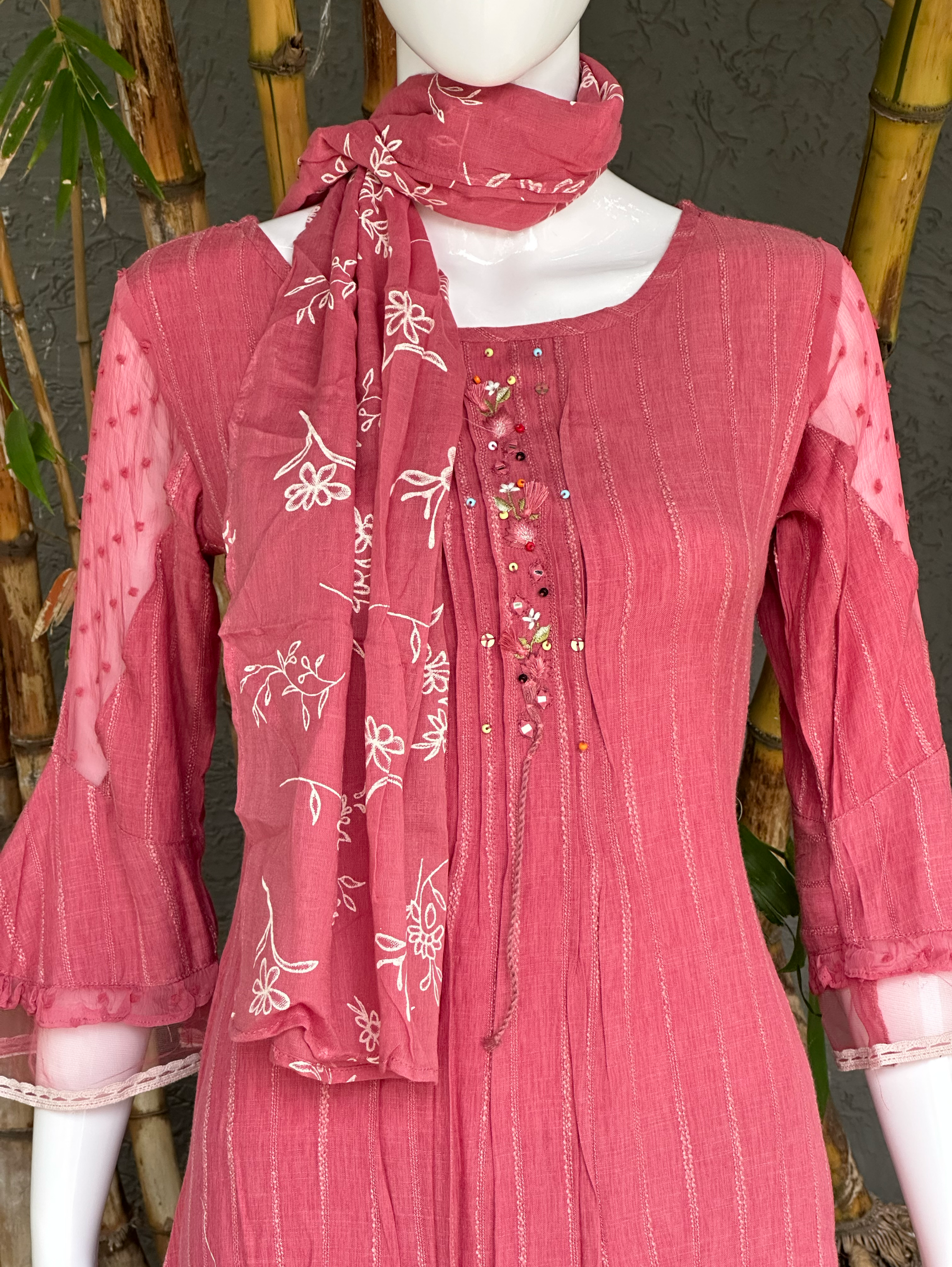Rayon Slub 3 Piece with Scarf & Lycra Pant