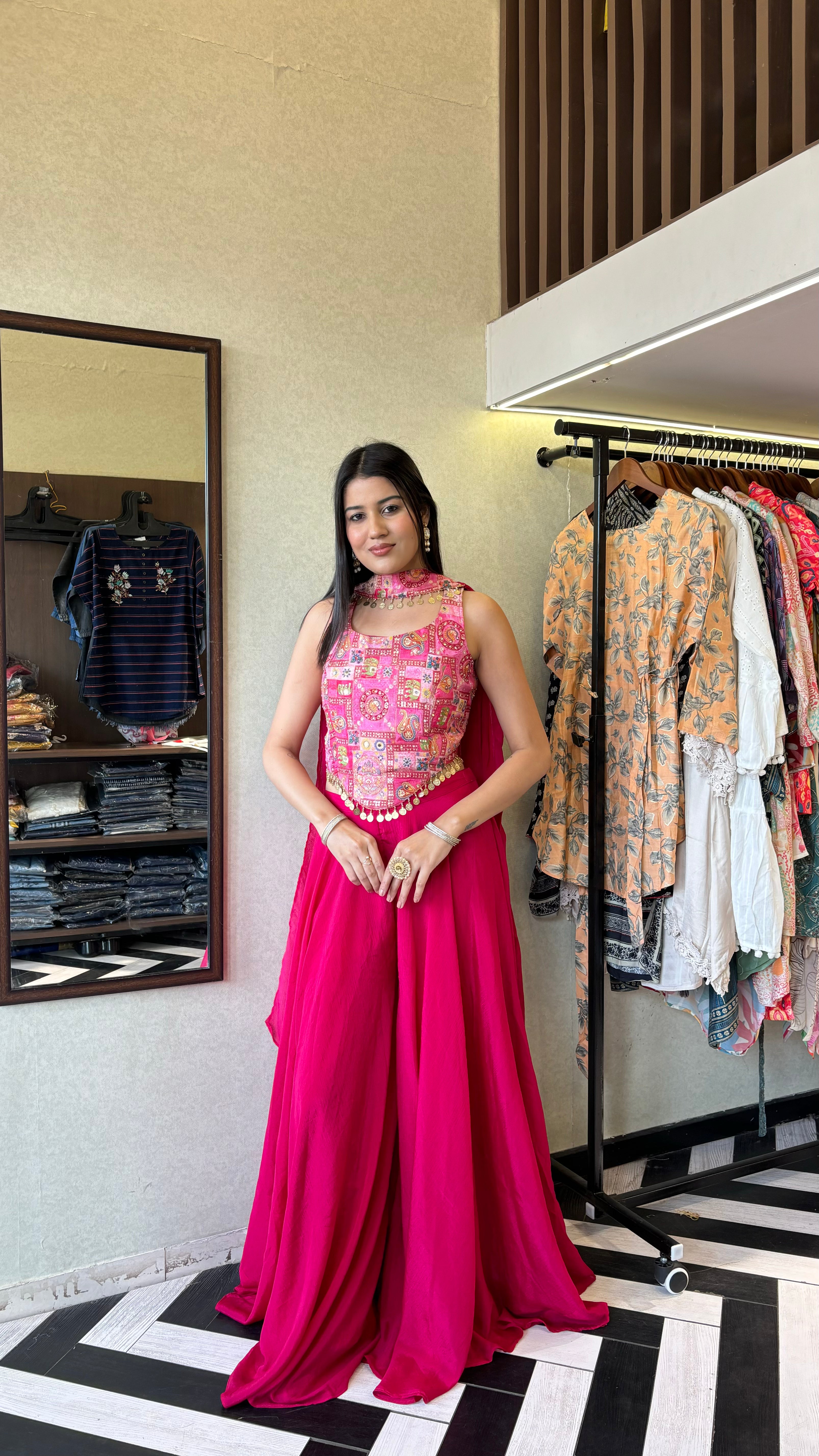 Pure Georgette Indo Western Style 3  Piece