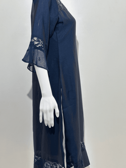 Image of Silk Straight Kurti with Work- Royal Blue Color