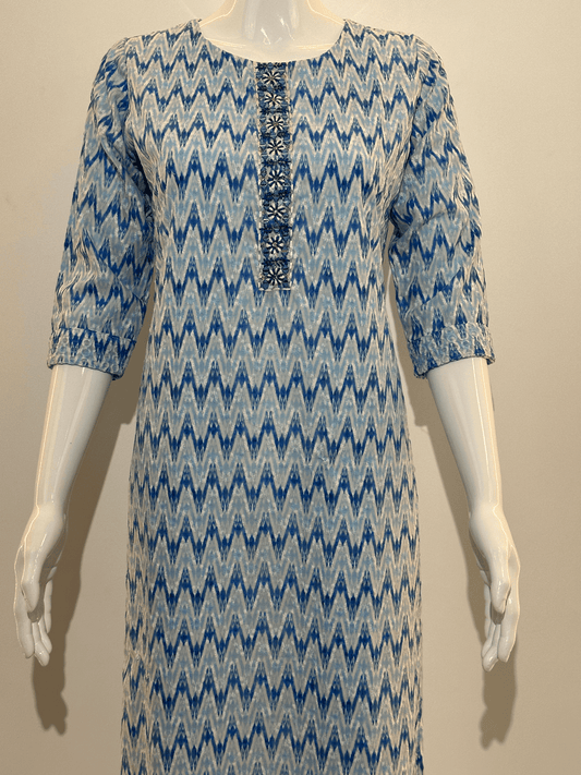 Lucknowi work Cotton Straight Kurti