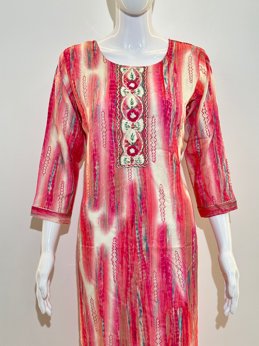 Rayon with Hand and border work Kurti