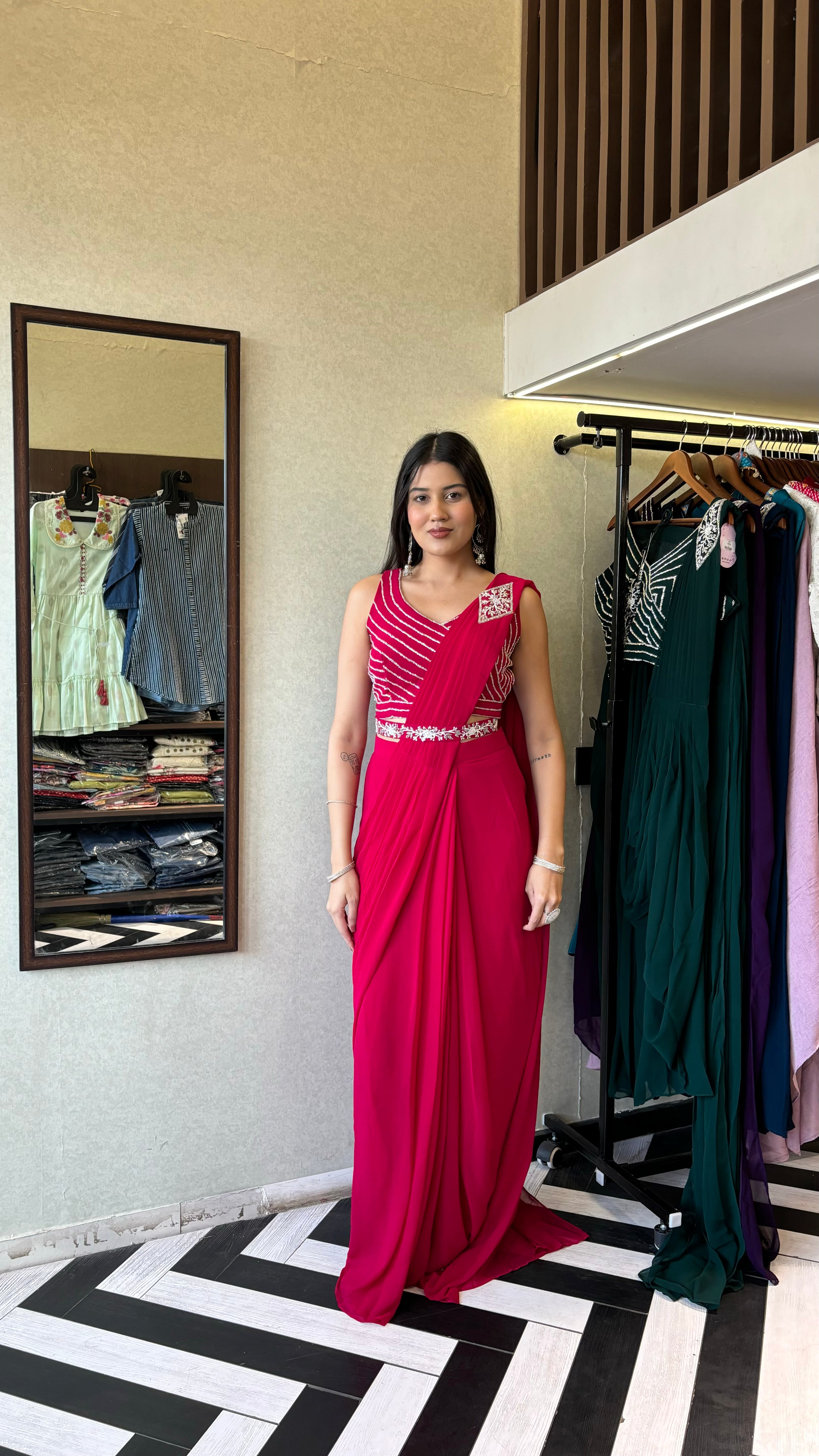 Pure Georgette Saree Style Indo western