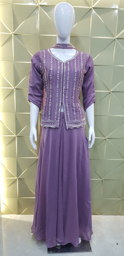 Image of Pure Georgette Indo-Western Style 3 Piece