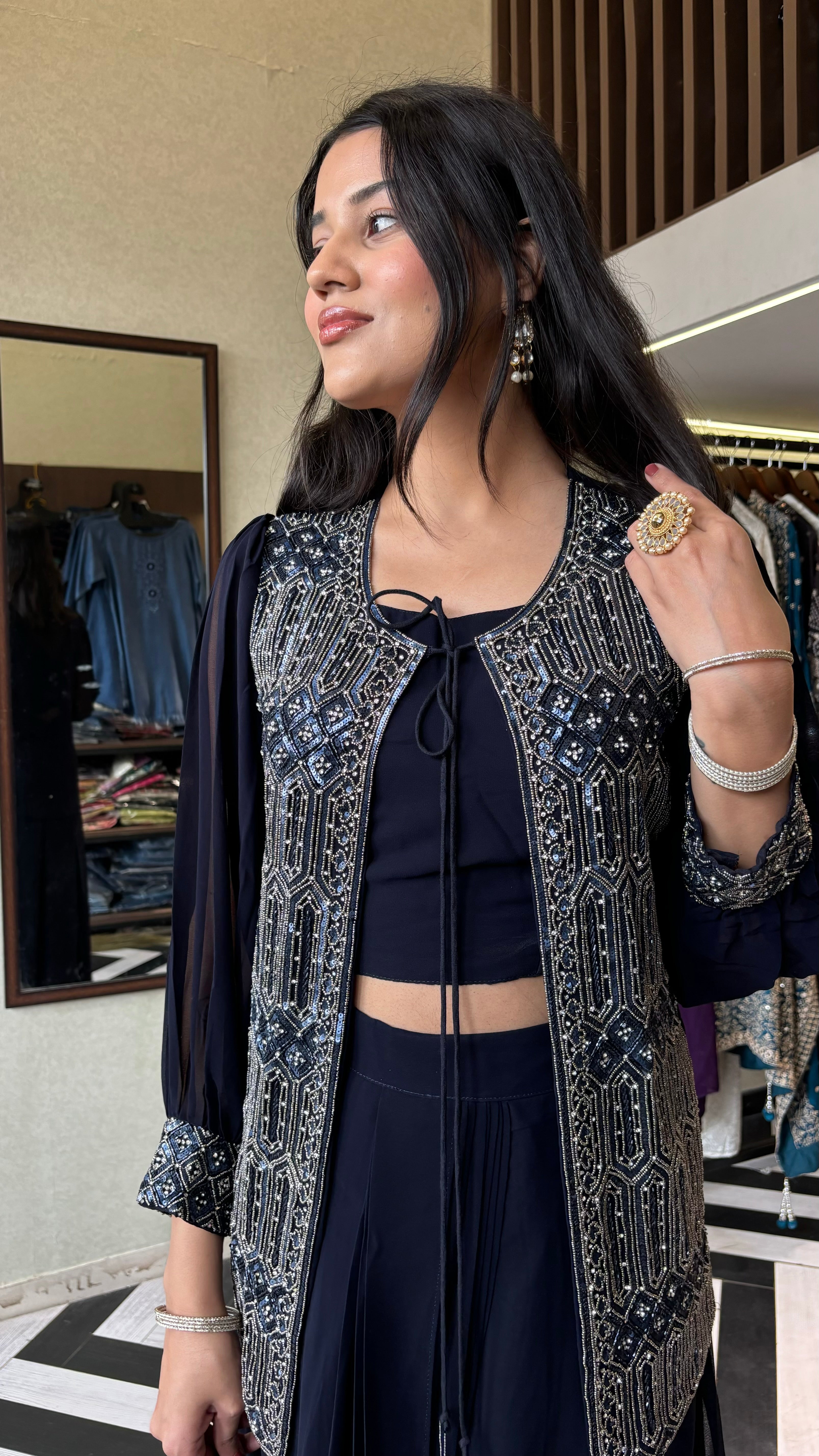 Pure Georgette Indo western 3 Piece