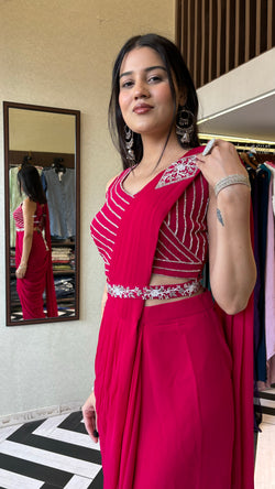 Image of Pure Georgette Saree Style Indo western