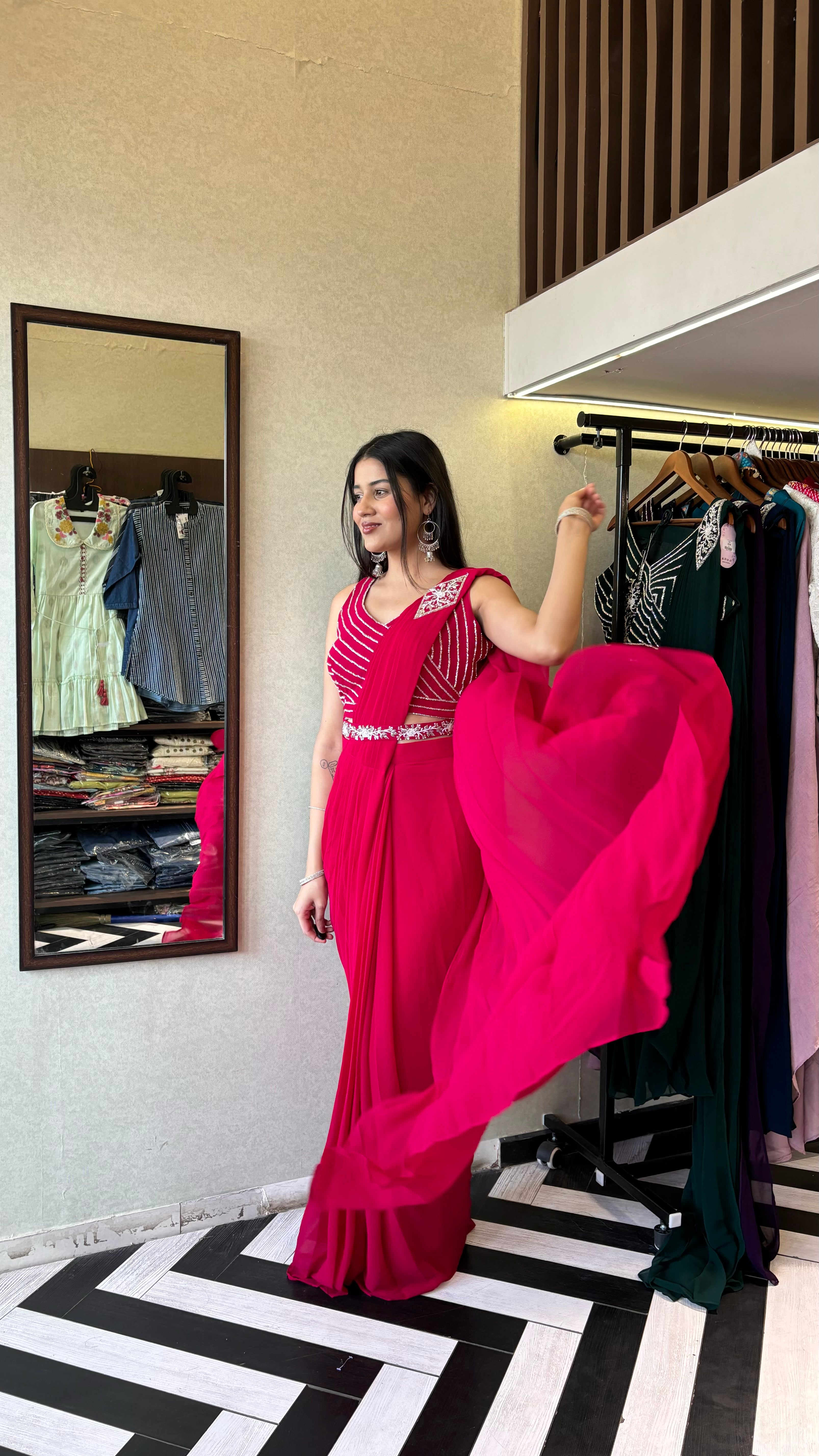 Pure Georgette Saree Style Indo western