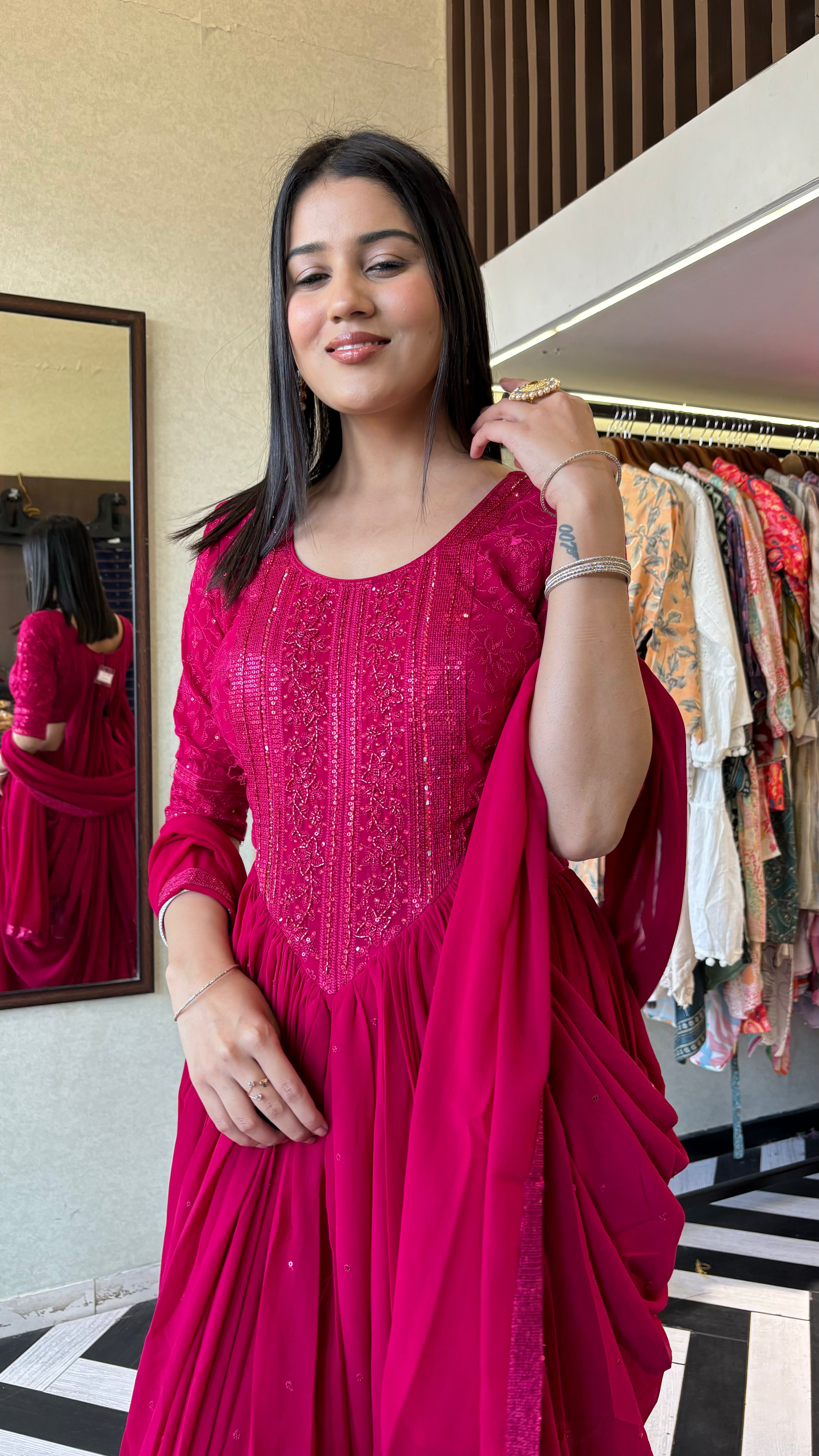 Pure Georgette Indo Western Style 3 Piece