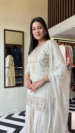 Image of Pure Georgette 3 Piece with Hand work