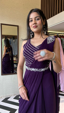 Image of Pure Georgette Saree Style Indo western