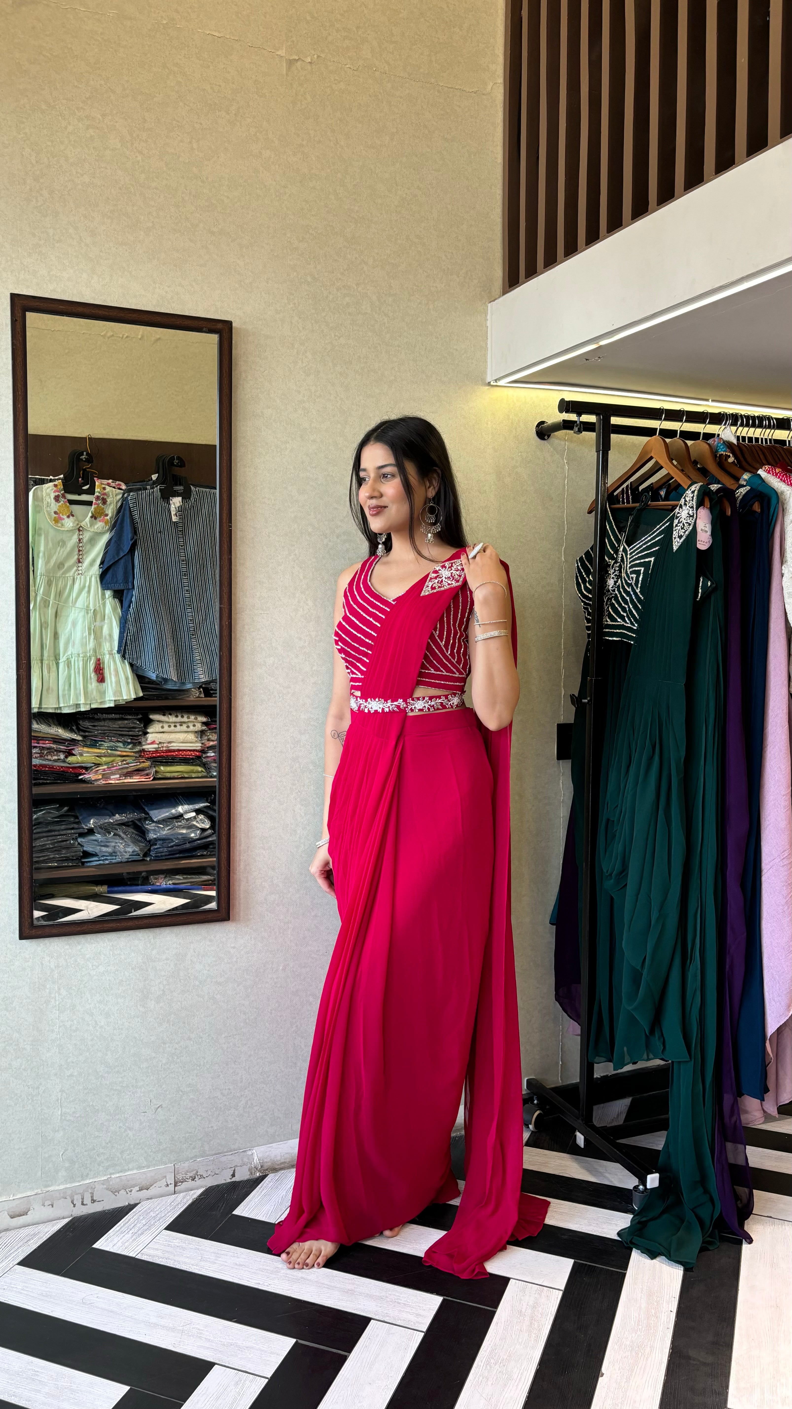 Pure Georgette Saree Style Indo western