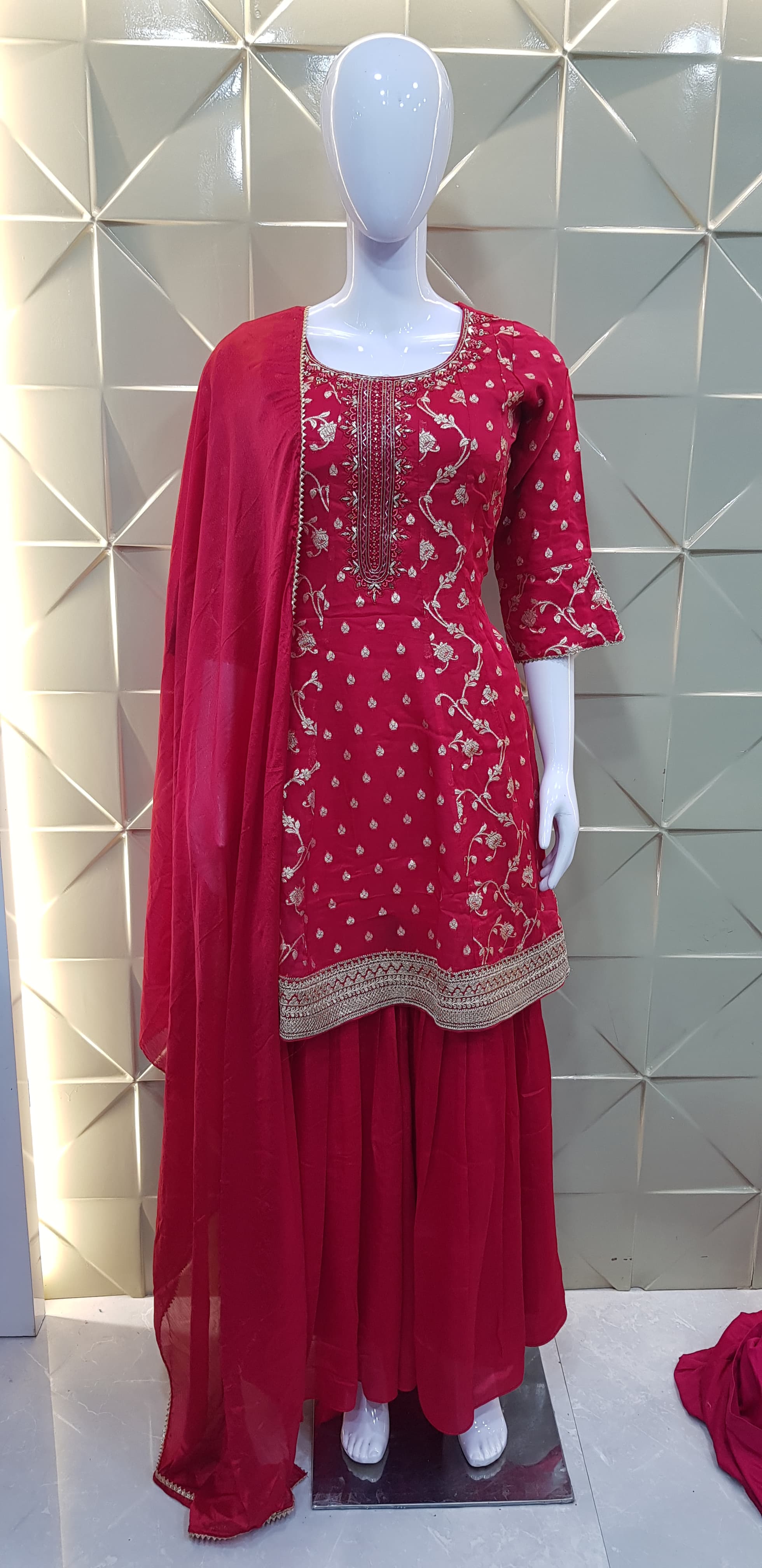 Pure Silk Indo-Western Style 3 Piece