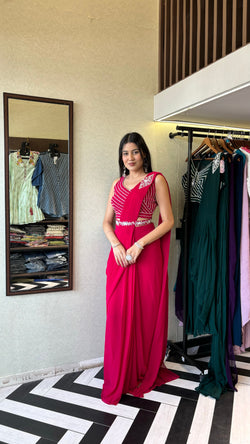 Image of Pure Georgette Saree Style Indo western